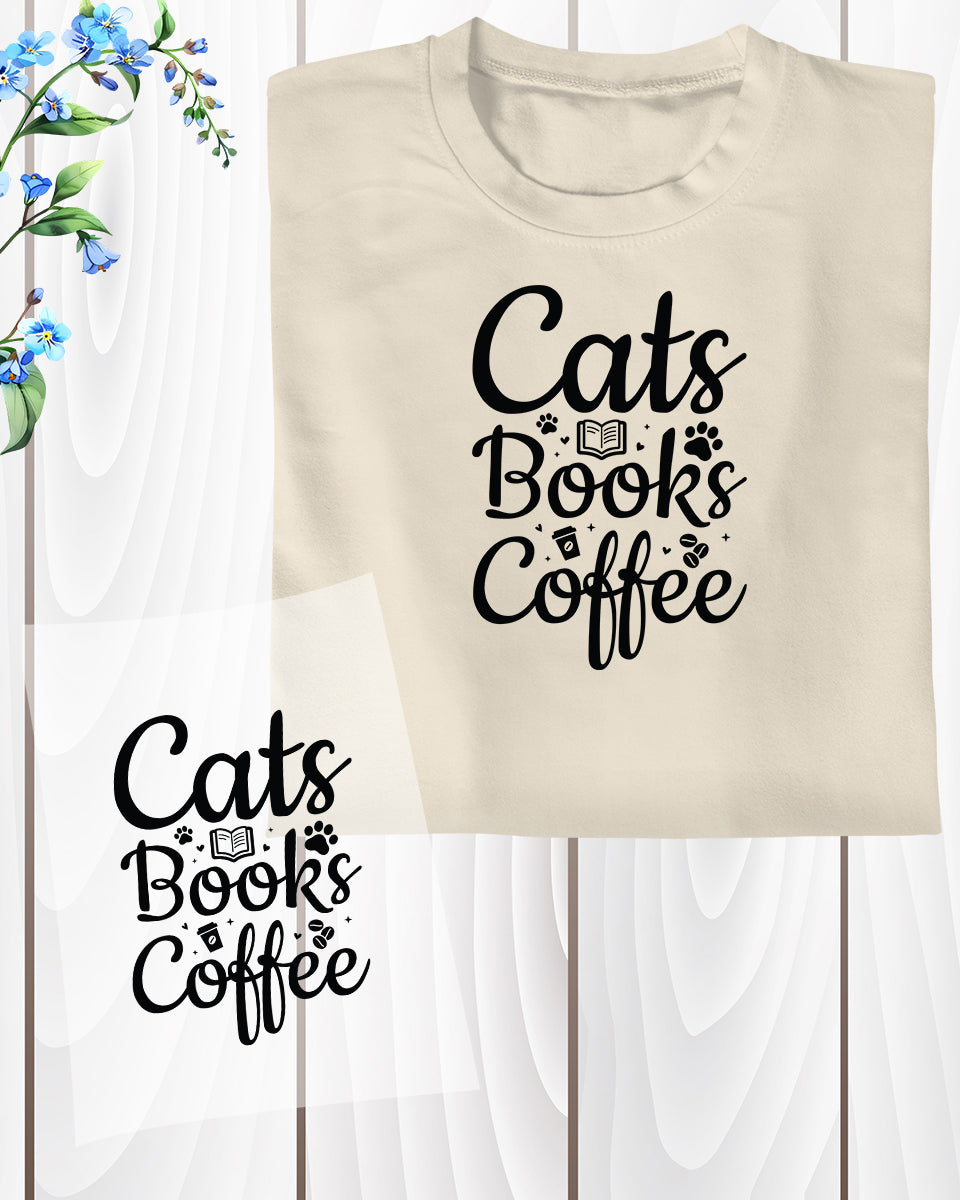 Cats Books Coffee DTF Transfer Film