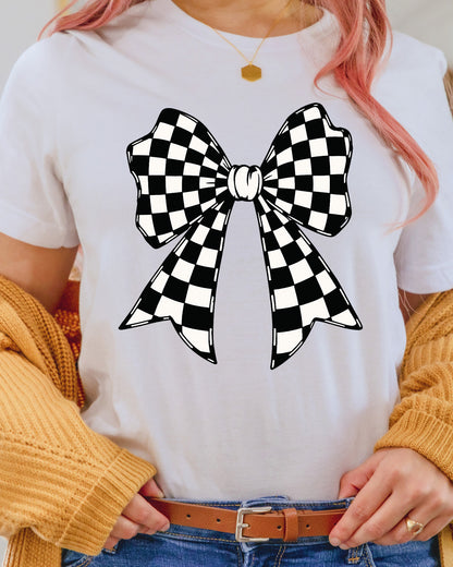 Checkered Coquette Bow DTF Transfer