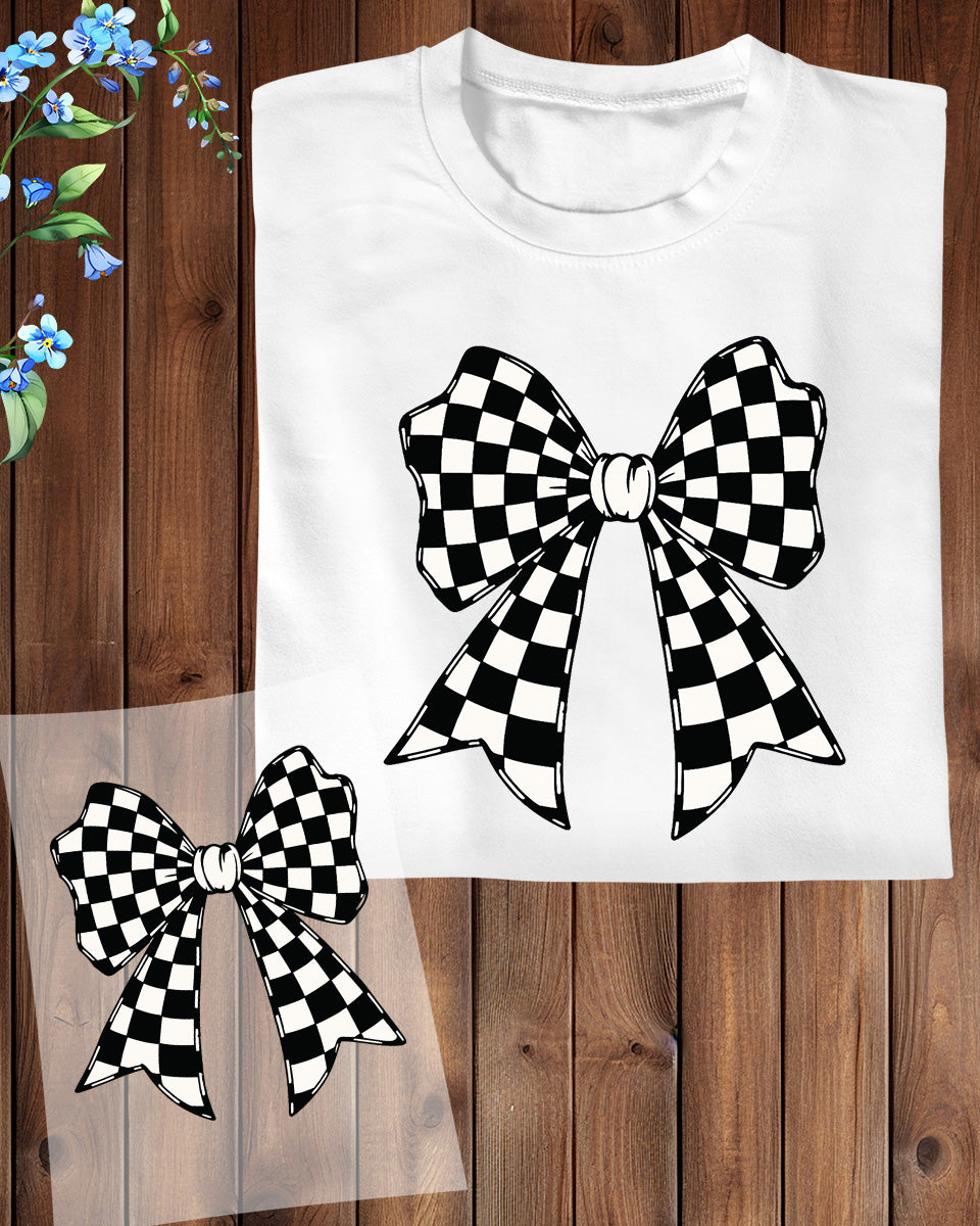 Checkered Coquette Bow DTF Transfer