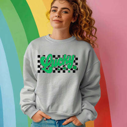 Checkered Retro Lucky St. Patricks Day DTF Transfer