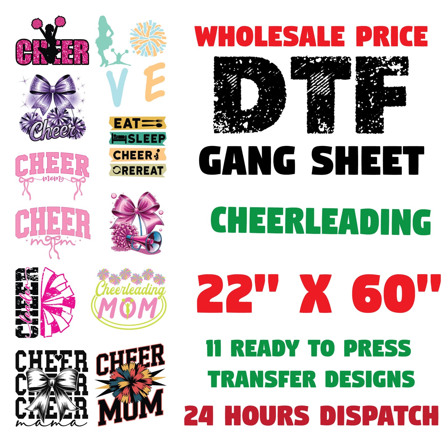 Cheer Mom DTF Transfer Premade Gangsheet