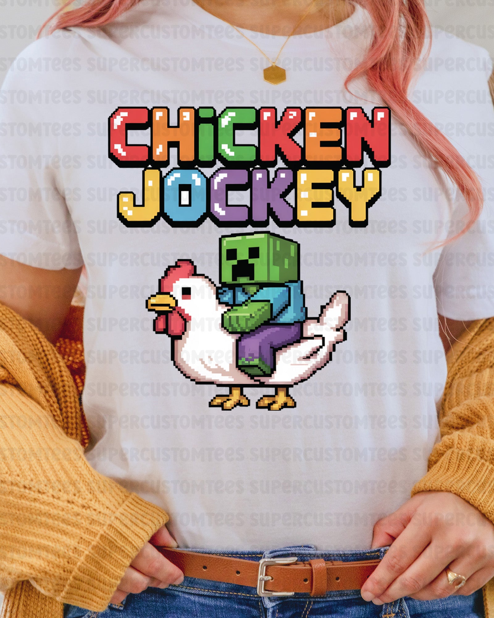 Chicken Jockey Funny Minecraft Heat Transfer for Shirts