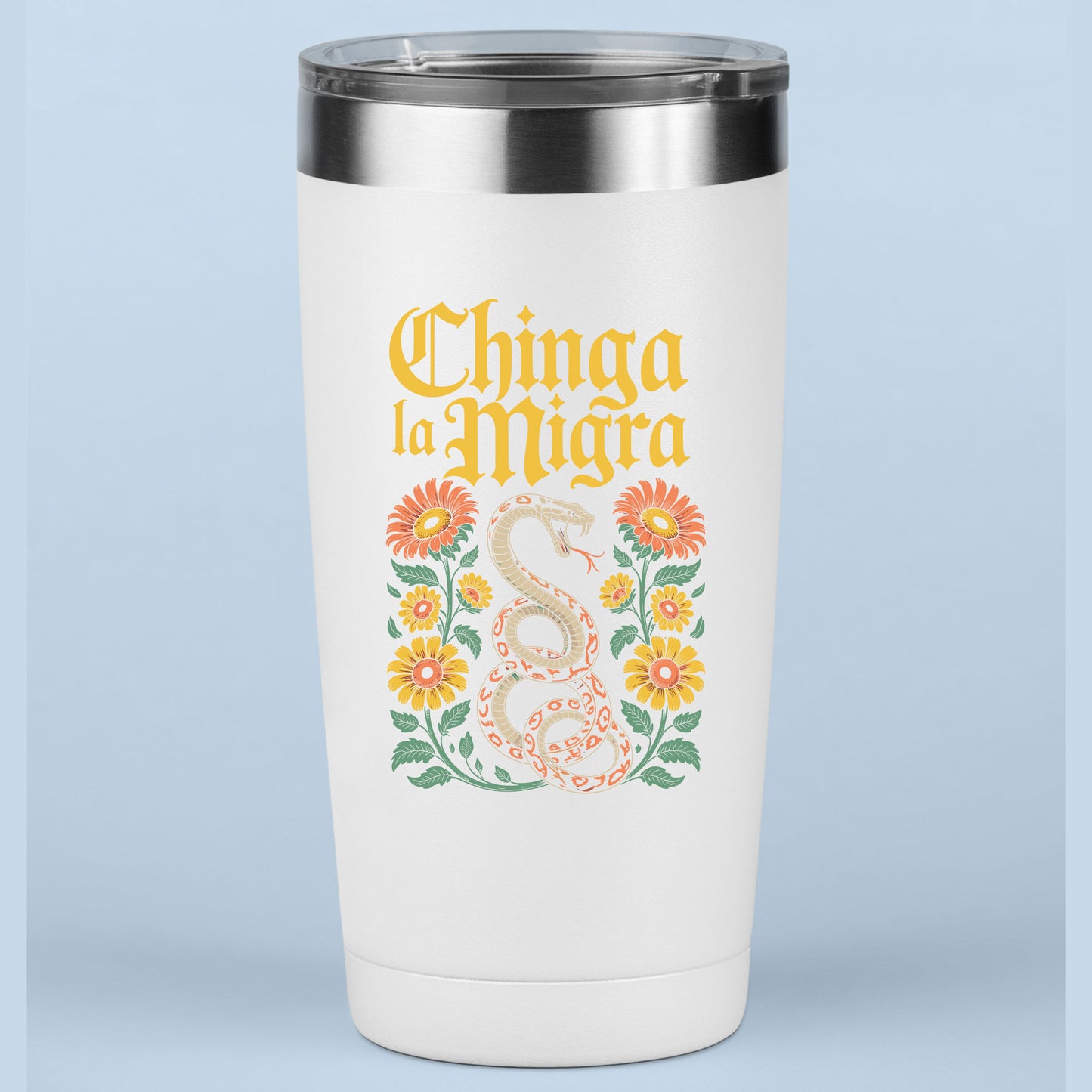 Chinga La Migra DTF Transfer Ready to Press, Funny Political Heat Transfer For Shirt, Snake Floral UV Sticker Prints