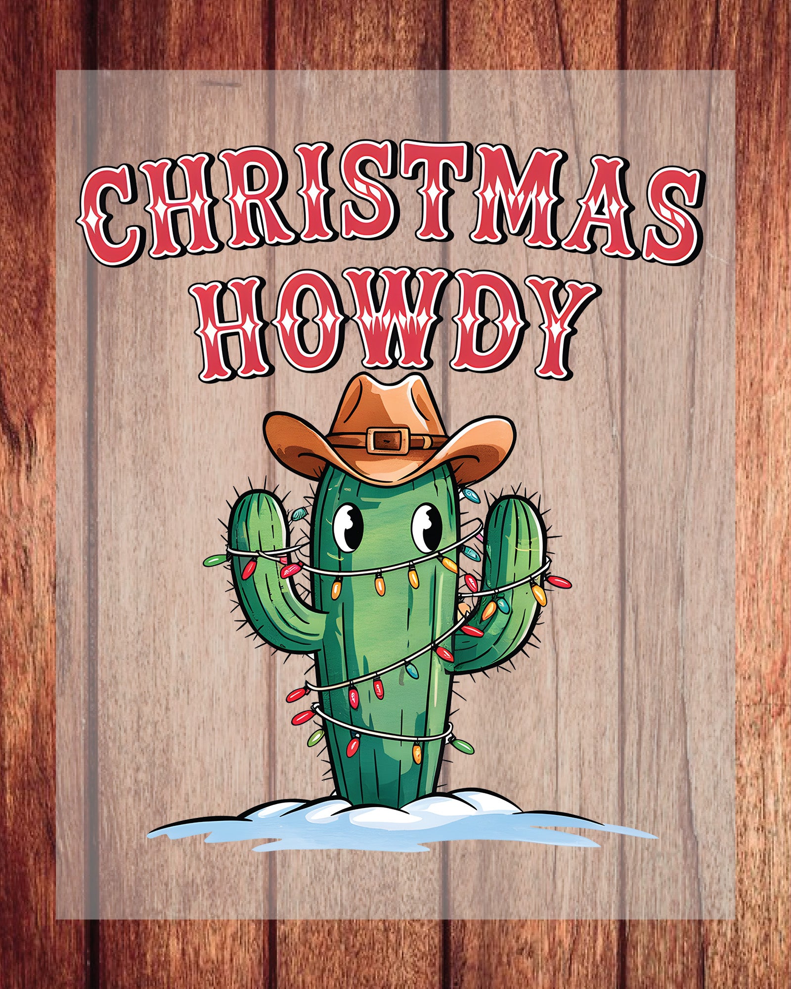 Christmas Howdy Cactus DTF Transfer Film