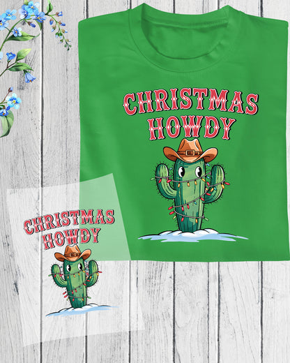 Christmas Howdy Cactus DTF Transfer Film