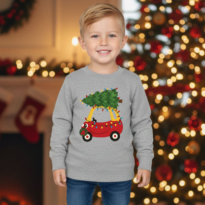 Toddler Holiday Tree Sweatshirt Red Car Shirt Kids Christmas Outfit Cozy Winter Sweater Cute Xmas Gift for Children