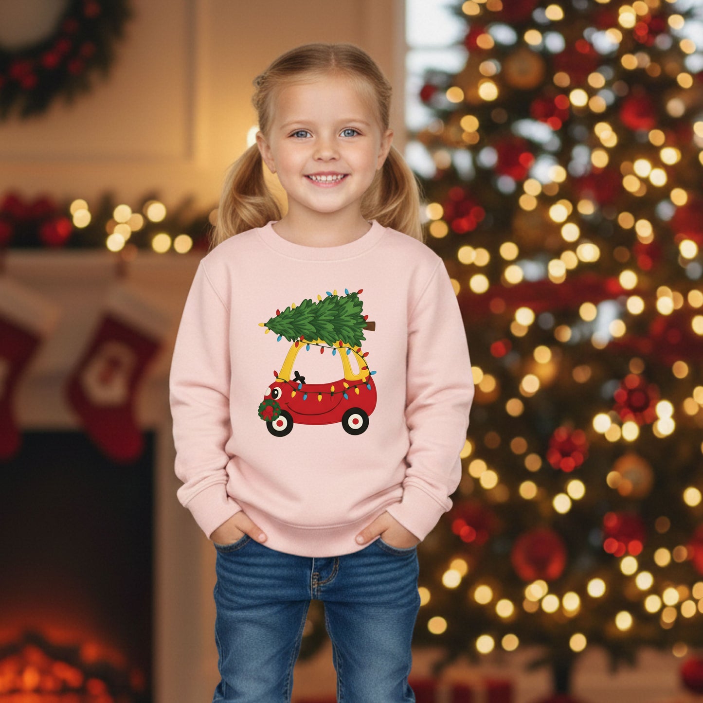 Toddler Holiday Tree Sweatshirt Red Car Shirt Kids Christmas Outfit Cozy Winter Sweater Cute Xmas Gift for Children