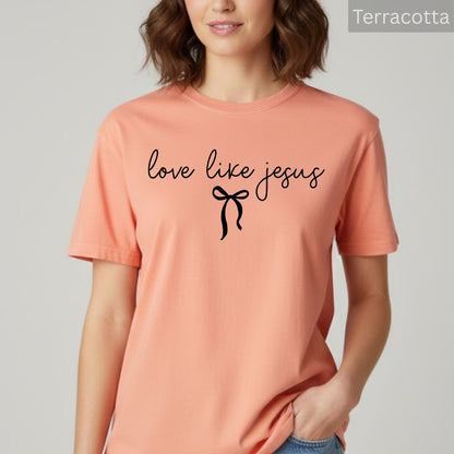 Christian Comfort Colors® Shirt Love Like Jesus Coquette Religious Mom Tees Christian Apparel Gift Shirts for Women