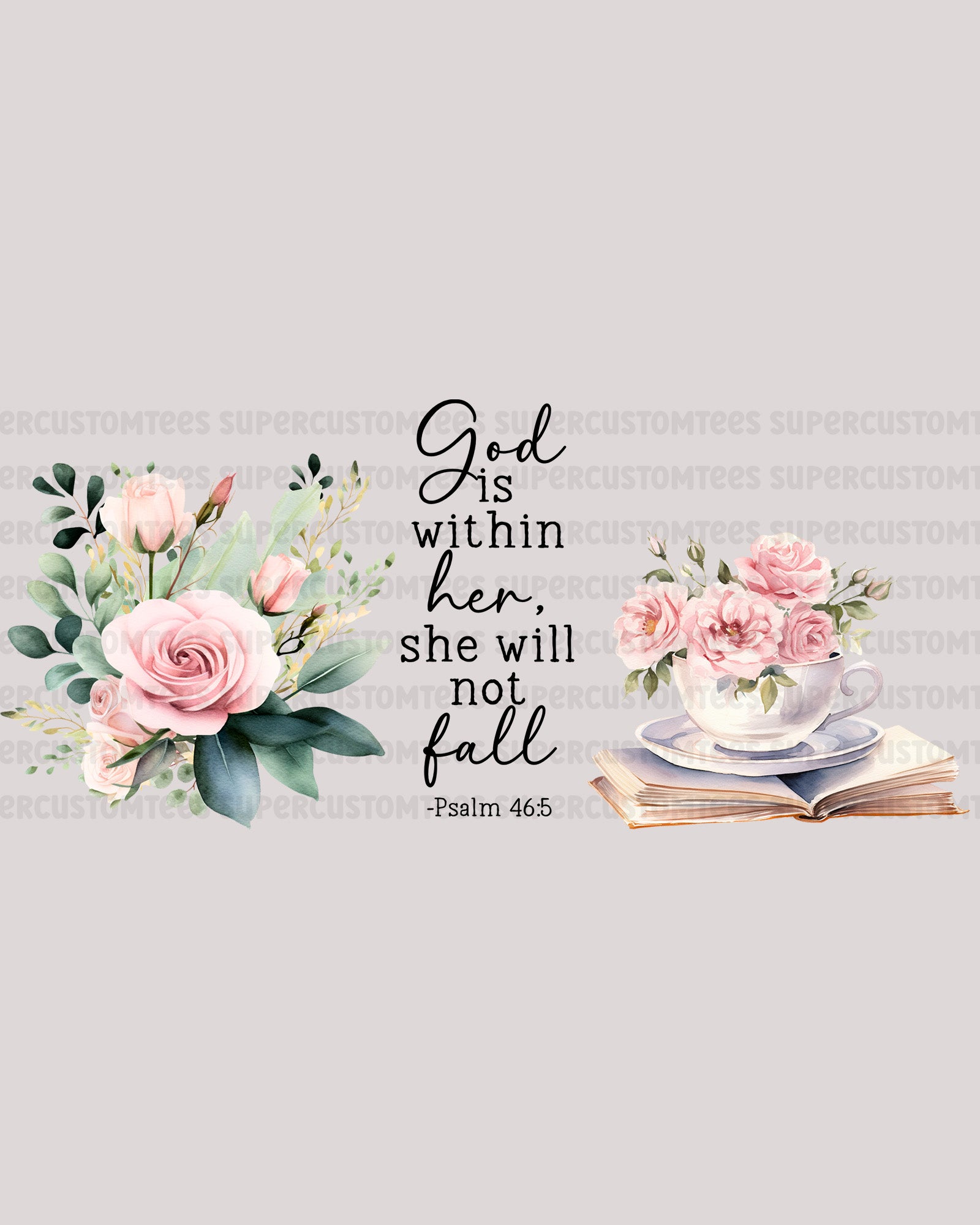 Christian Faith God is Within Her She will Not Fall UV DTF wrap
