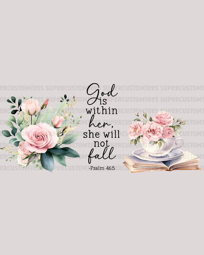 Christian Faith God is Within Her She will Not Fall UV DTF wrap