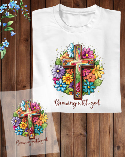Christian Floral Growing With God Heat Transfer