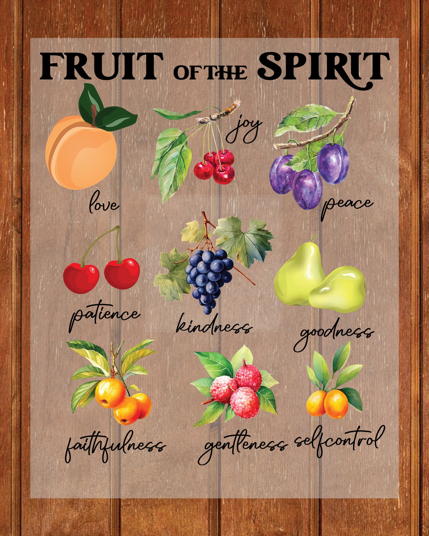 Christian Fruit Of The Spirit DTF Transfer