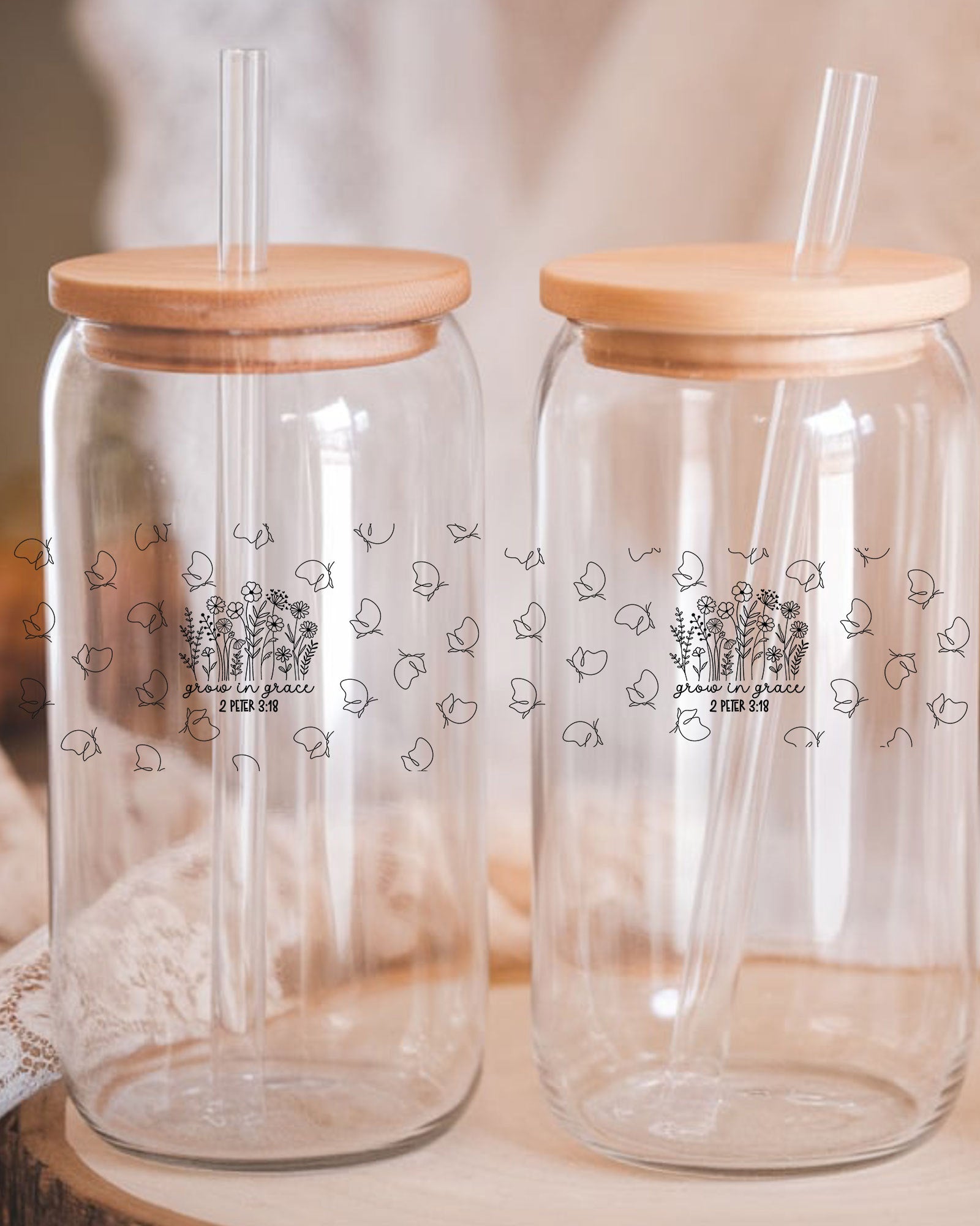 Flower Tumbler grow in Grace UV DTF wrap