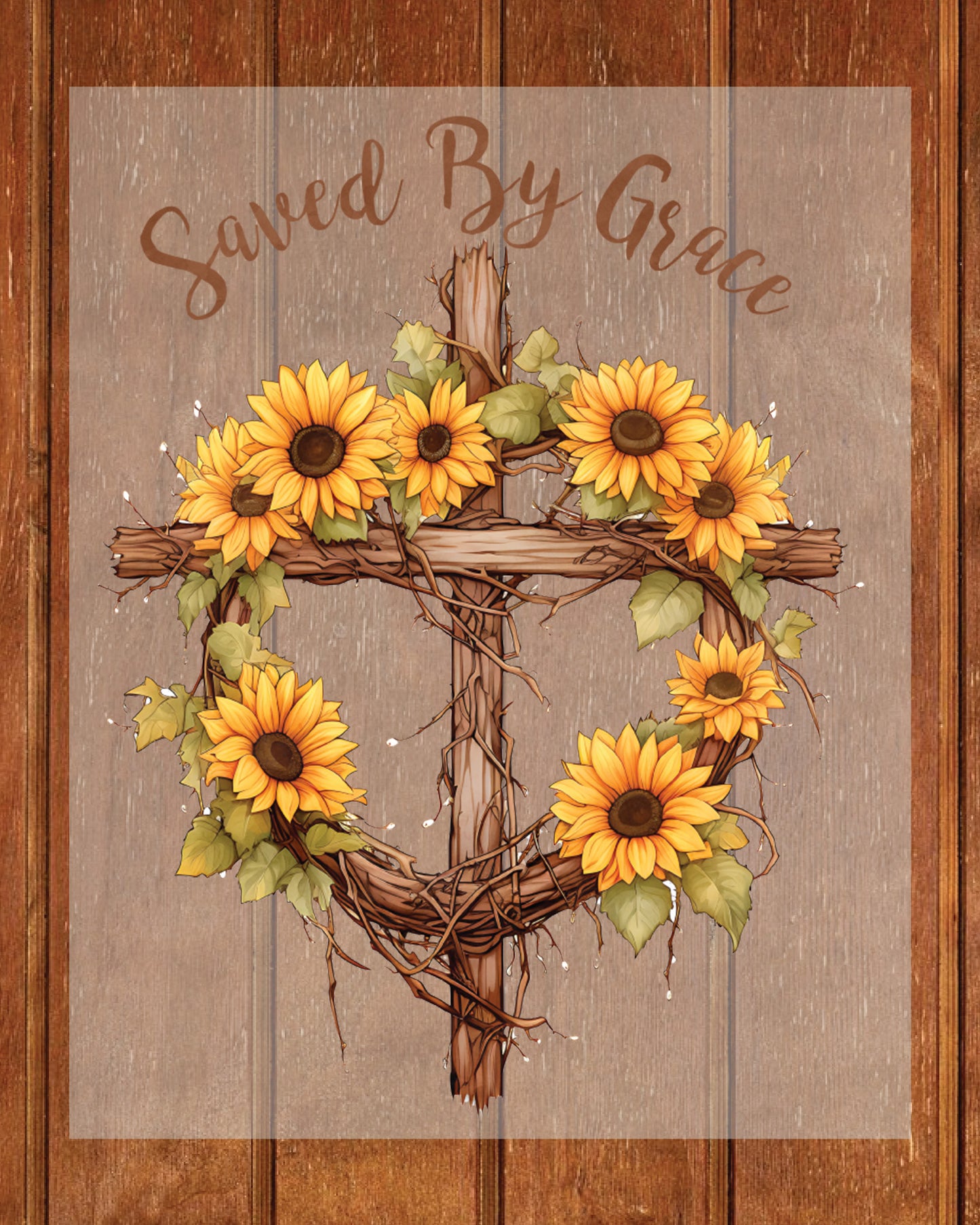 Christian Saved By Grace Sunflower Heat Transfer