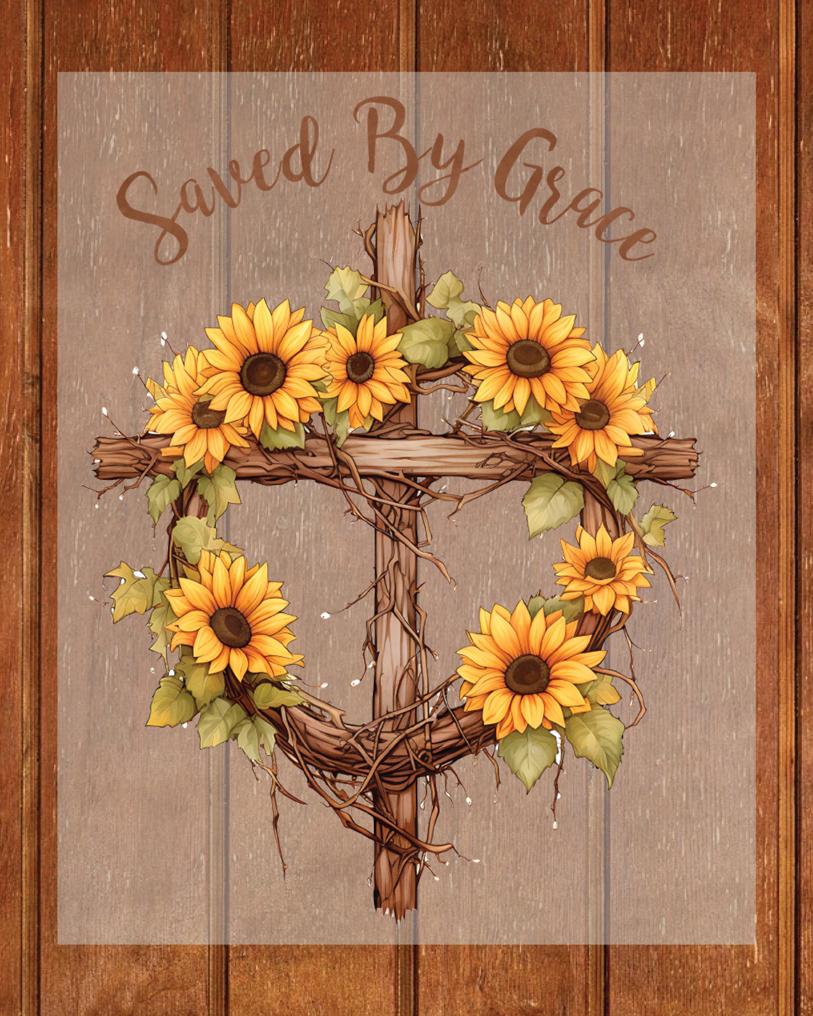 Christian Saved By Grace Sunflower Heat Transfer