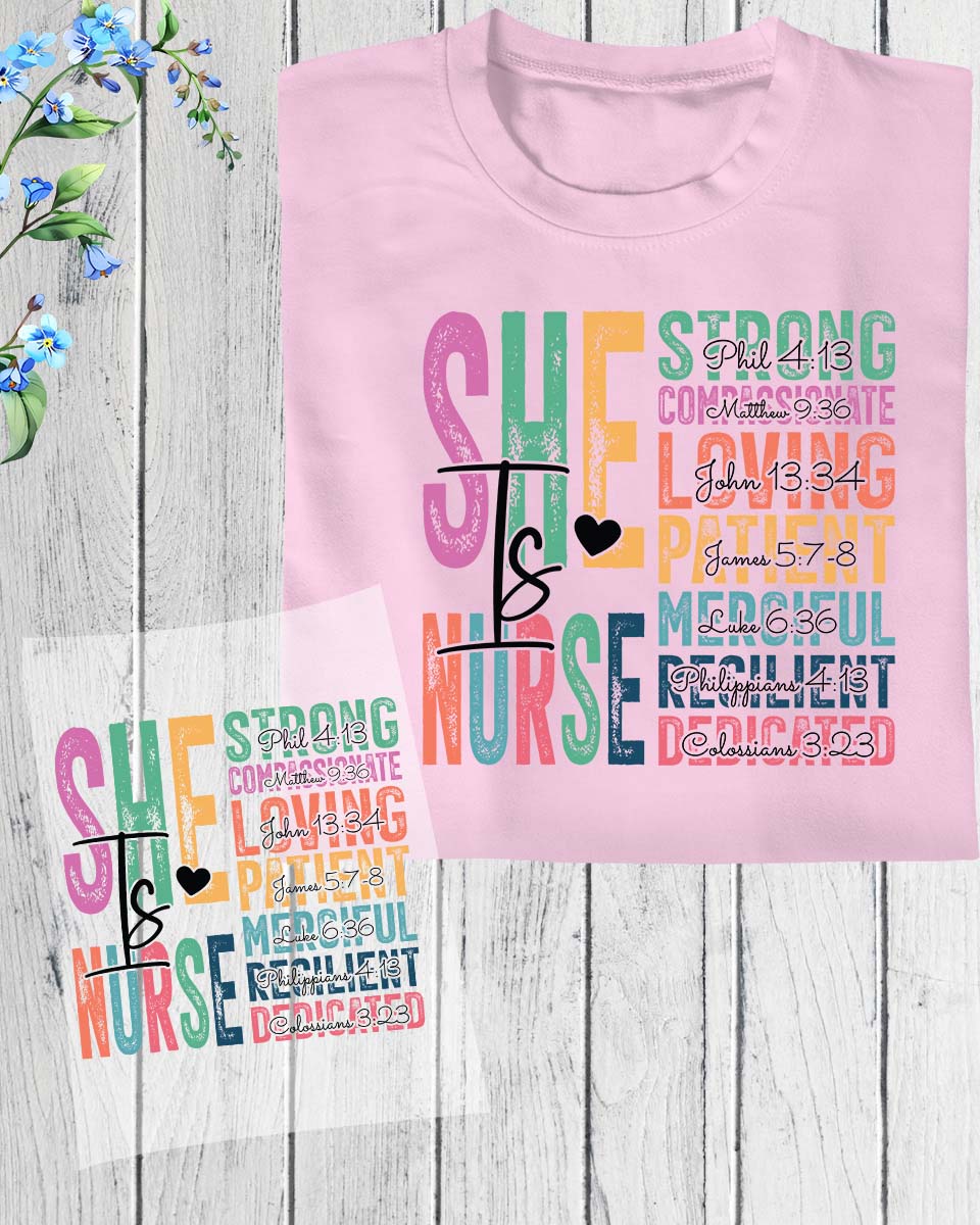 Christian She is a Nurse DTF Transfer