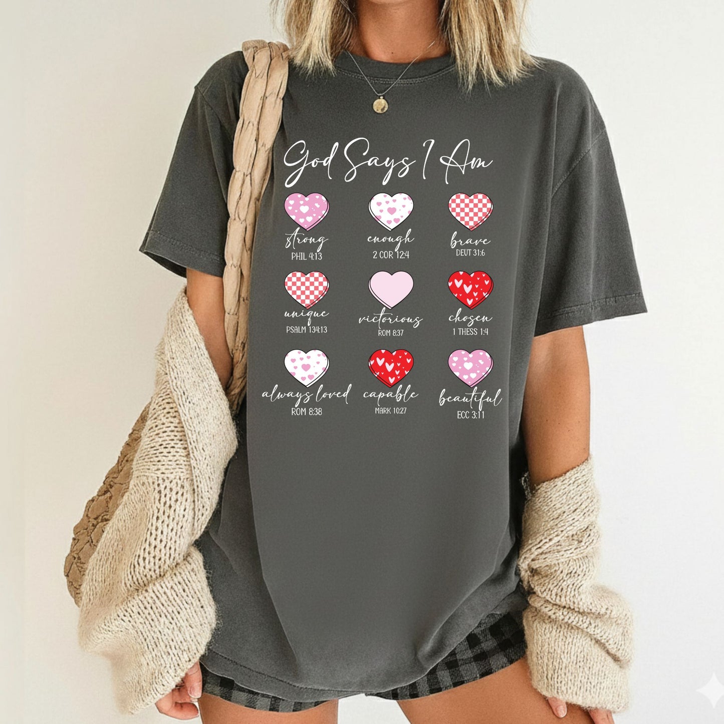 Christian Valentine Day Shirts God Says I Am Bible Verse Tee, Comfort Colors T-Shirt, Religious Sweatshirt Bella Canvas Jesus Apparel