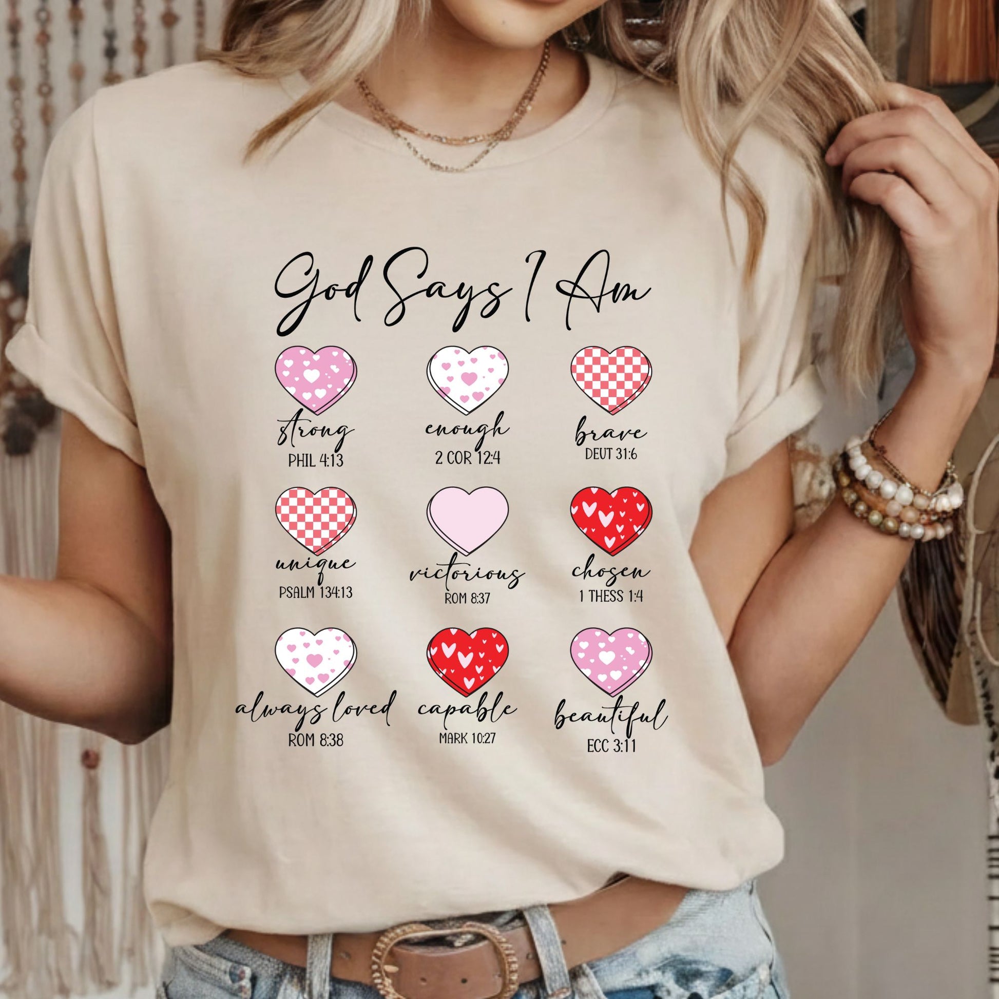 Christian Valentine Day Shirts God Says I Am Bible Verse Tee, Comfort Colors T-Shirt, Religious Sweatshirt Bella Canvas Jesus Apparel