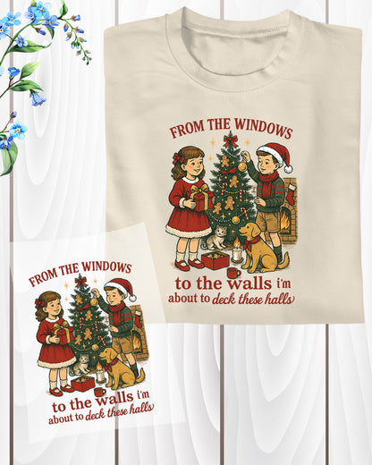 Christmas Carol Girls DTF Transfer Ready to Press, Holiday Heat Press Design, Xmas Shirt Print, UV DTF Sticker, Retro Christmas Gift Idea