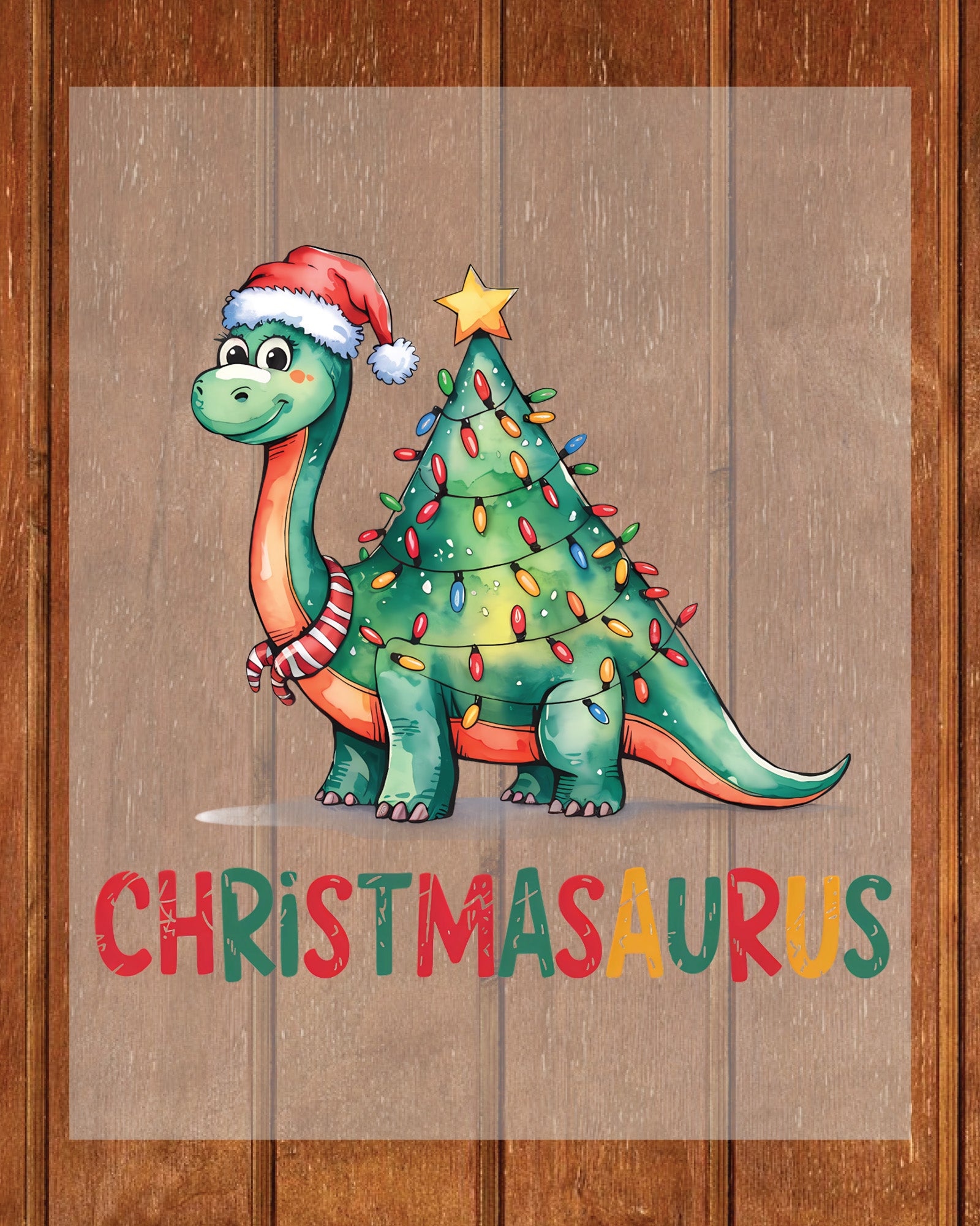 Christmas Dinosaur Christmas Tree DTF Transfer, Holiday Heat Press Design, Xmas Shirt Print, UV DTF Sticker, Dinosaur Christmas Gift