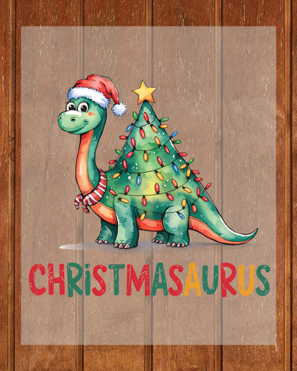Christmas Dinosaur Christmas Tree DTF Transfer, Holiday Heat Press Design, Xmas Shirt Print, UV DTF Sticker, Dinosaur Christmas Gift