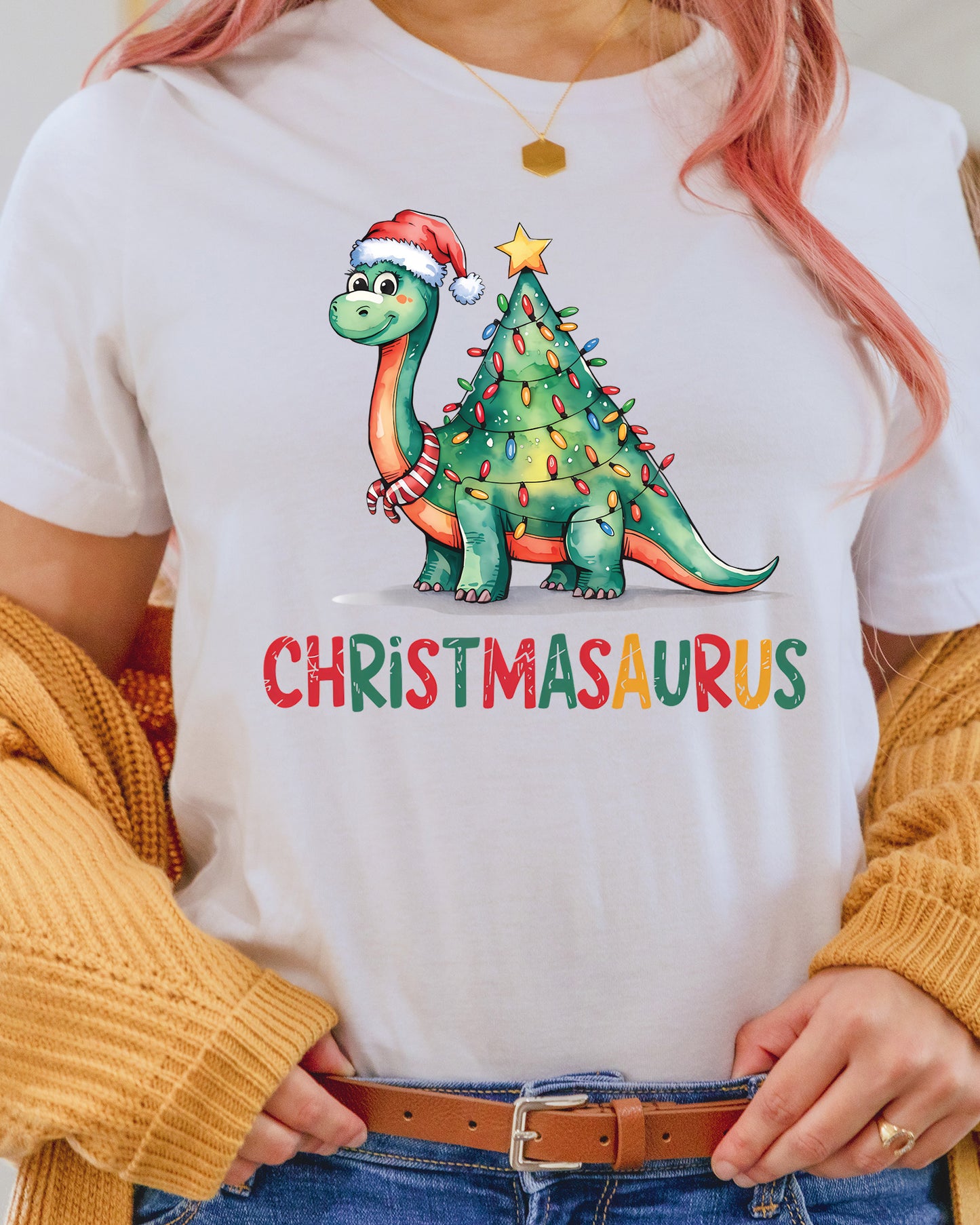 Christmas Dinosaur Christmas Tree DTF Transfer, Holiday Heat Press Design, Xmas Shirt Print, UV DTF Sticker, Dinosaur Christmas Gift