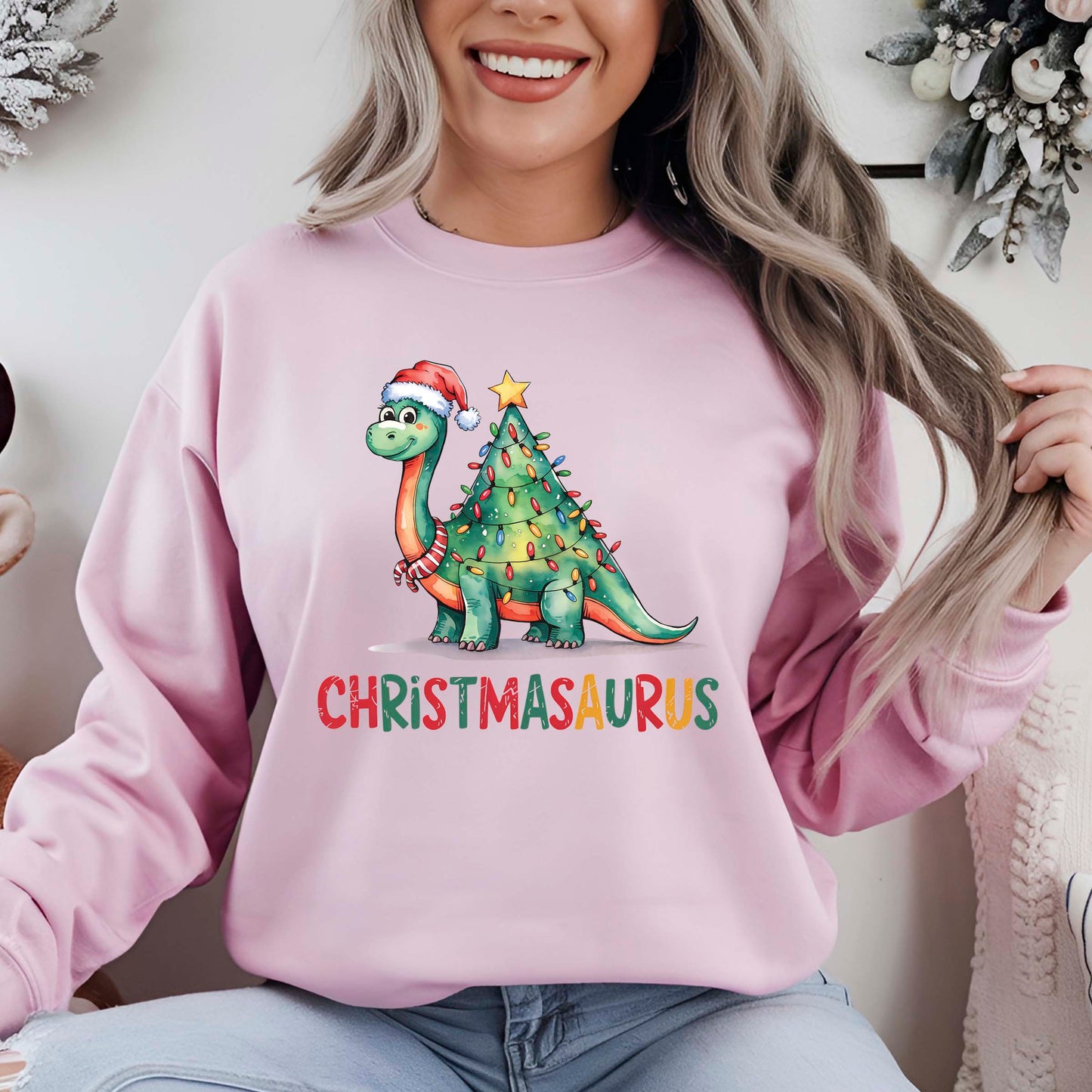 Christmas Dinosaur Christmas Tree DTF Transfer, Holiday Heat Press Design, Xmas Shirt Print, UV DTF Sticker, Dinosaur Christmas Gift