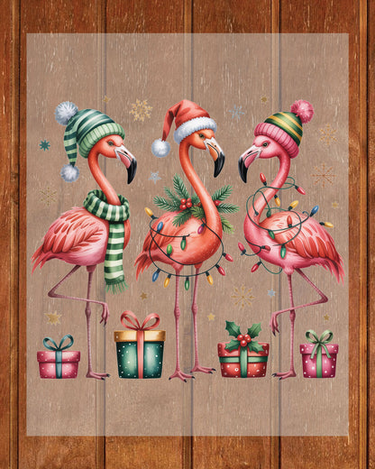 Christmas Flamingo DTF Transfers