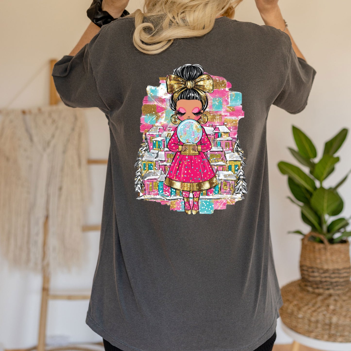 Christmas Girl Character Glitter DTF Transfer