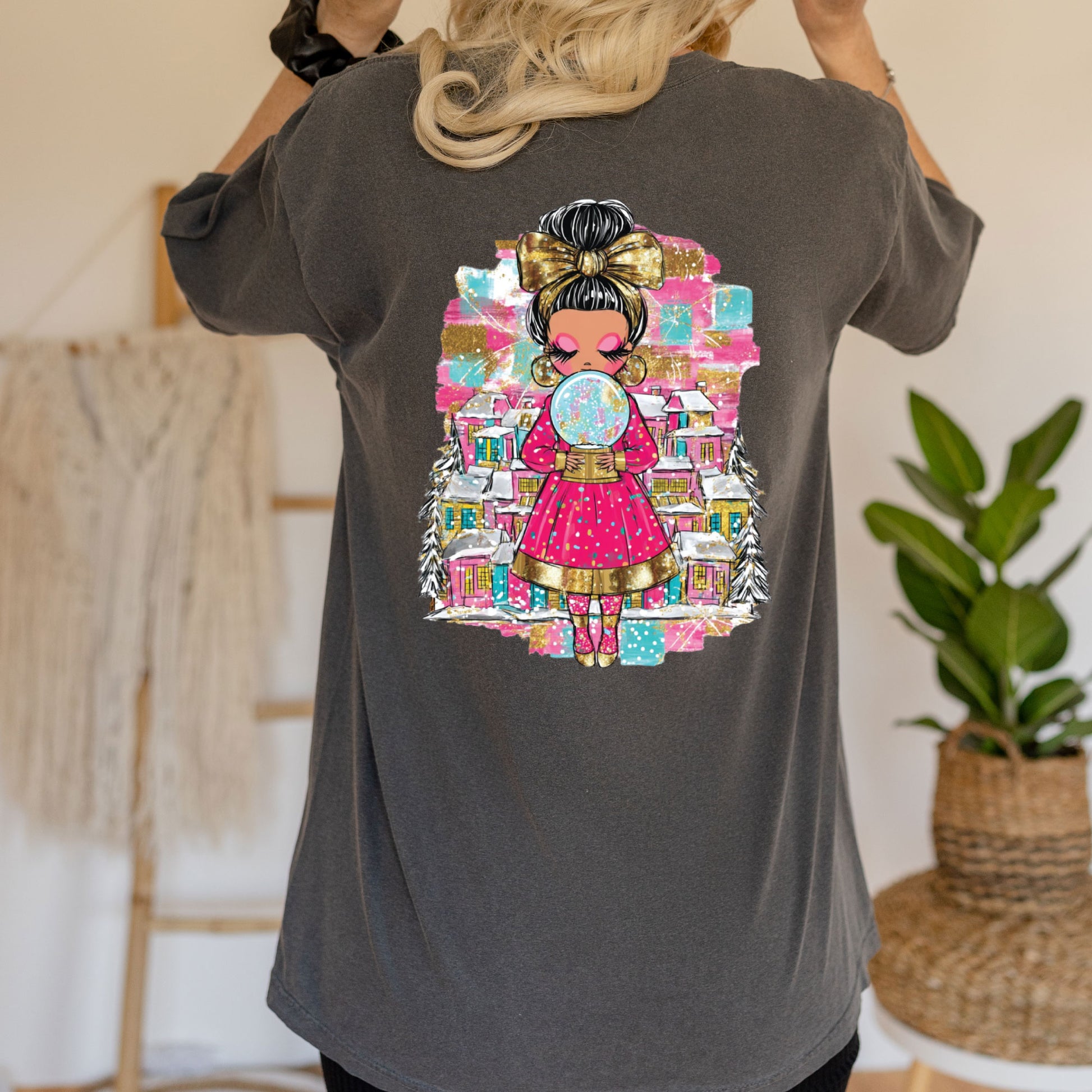 Christmas Girl Character Glitter DTF Transfer
