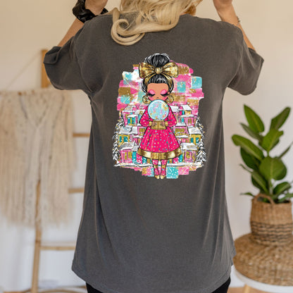 Christmas Girl Character Glitter DTF Transfer