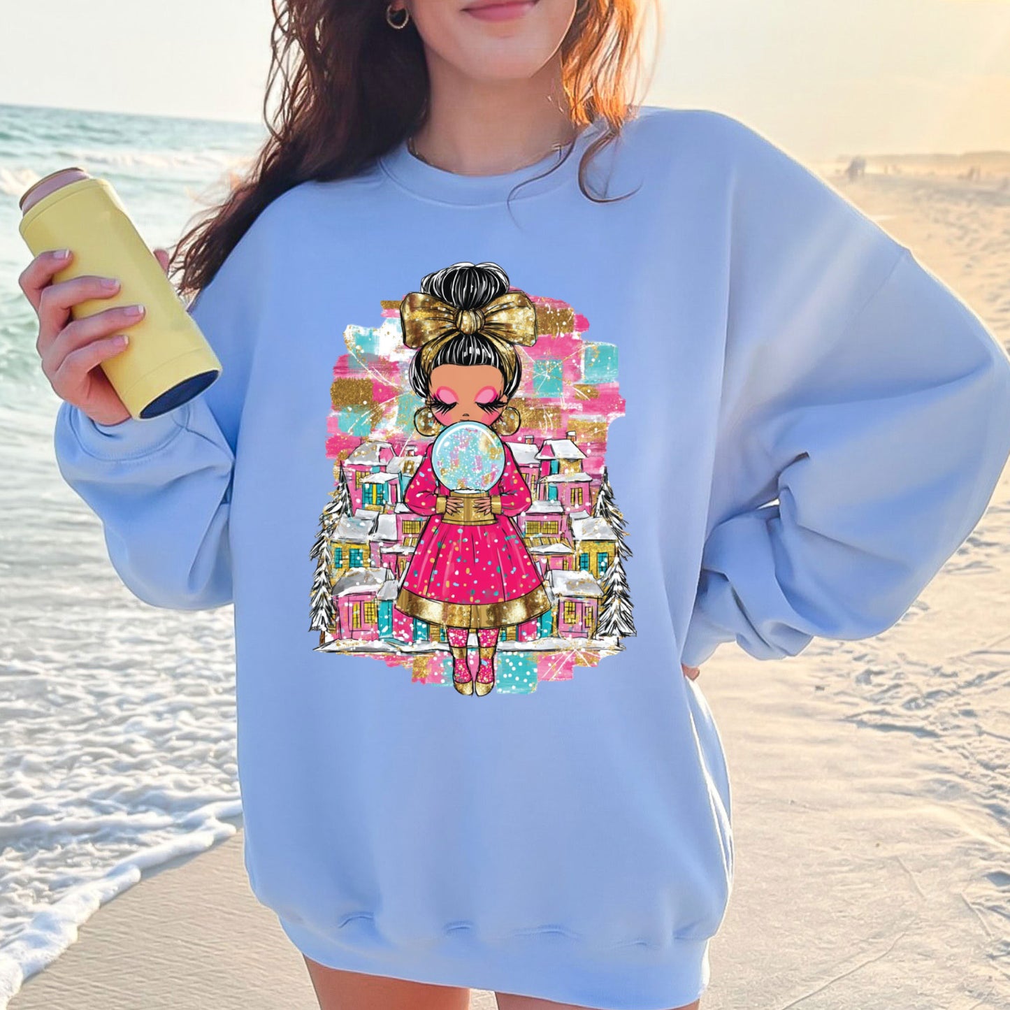Christmas Girl Character Glitter DTF Transfer
