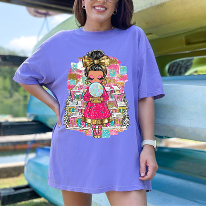 Christmas Girl Character Glitter DTF Transfer