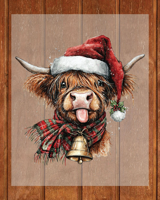 Christmas Highland Cow DTF Transfer