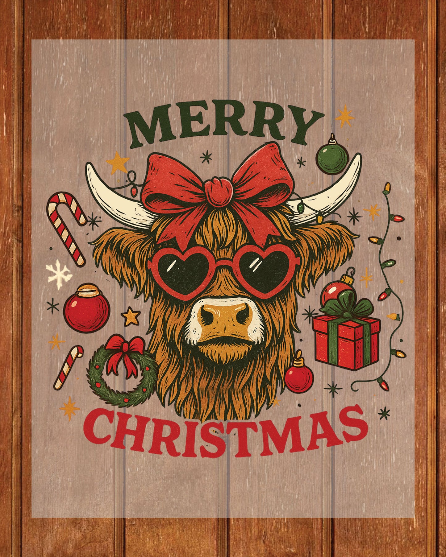 Christmas Highland Cow DTF Transfers