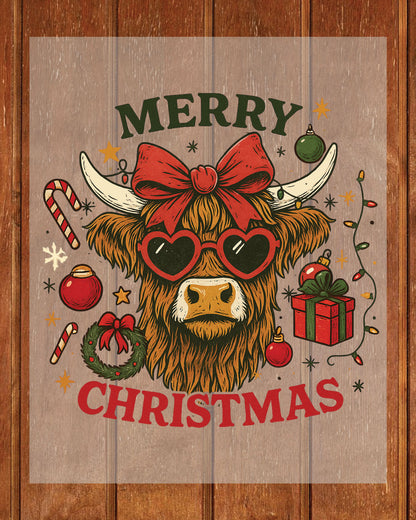 Christmas Highland Cow DTF Transfers
