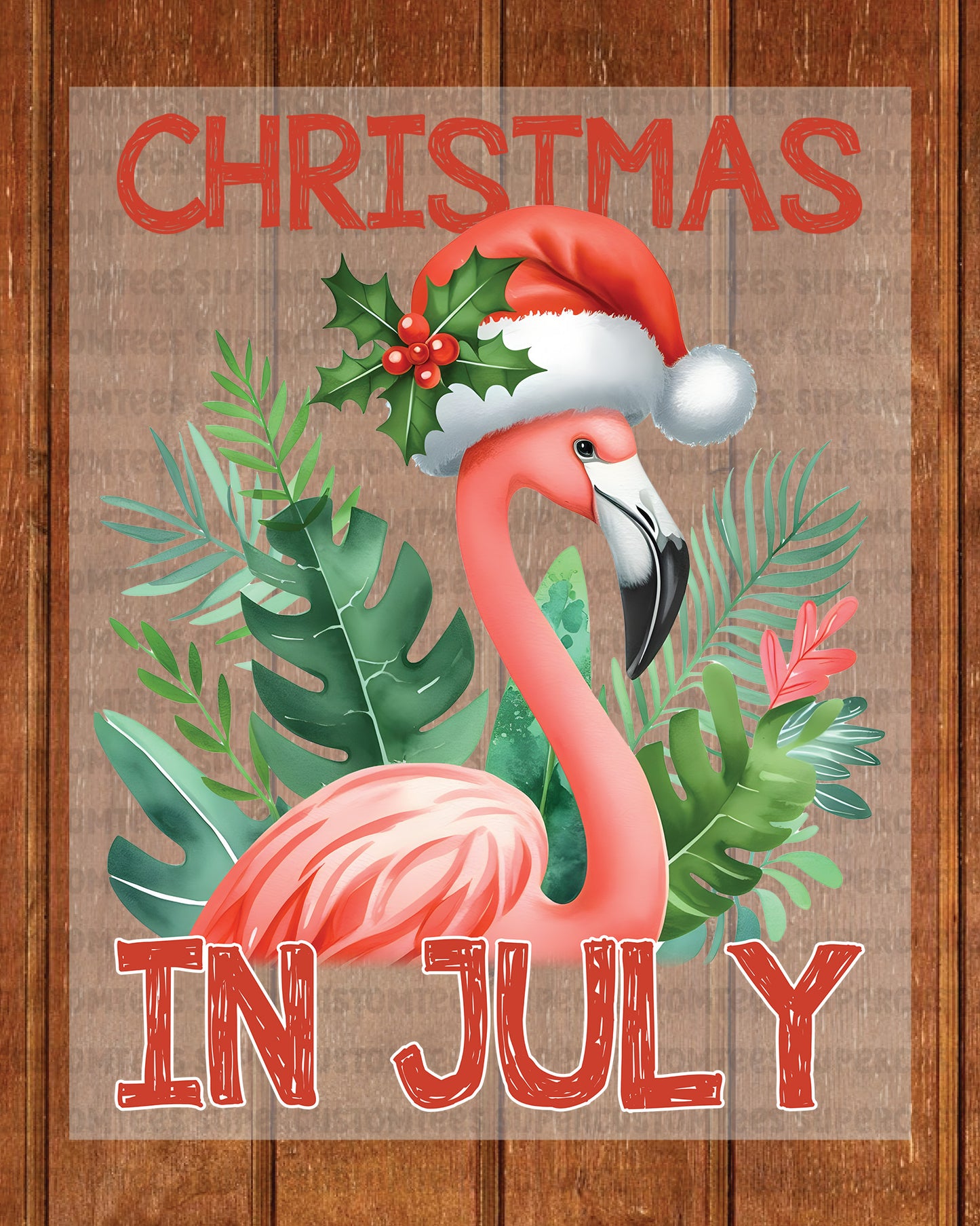 Christmas In July Flamingo DTF Transfer