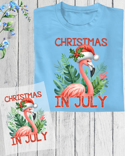 Christmas In July Flamingo DTF Transfer