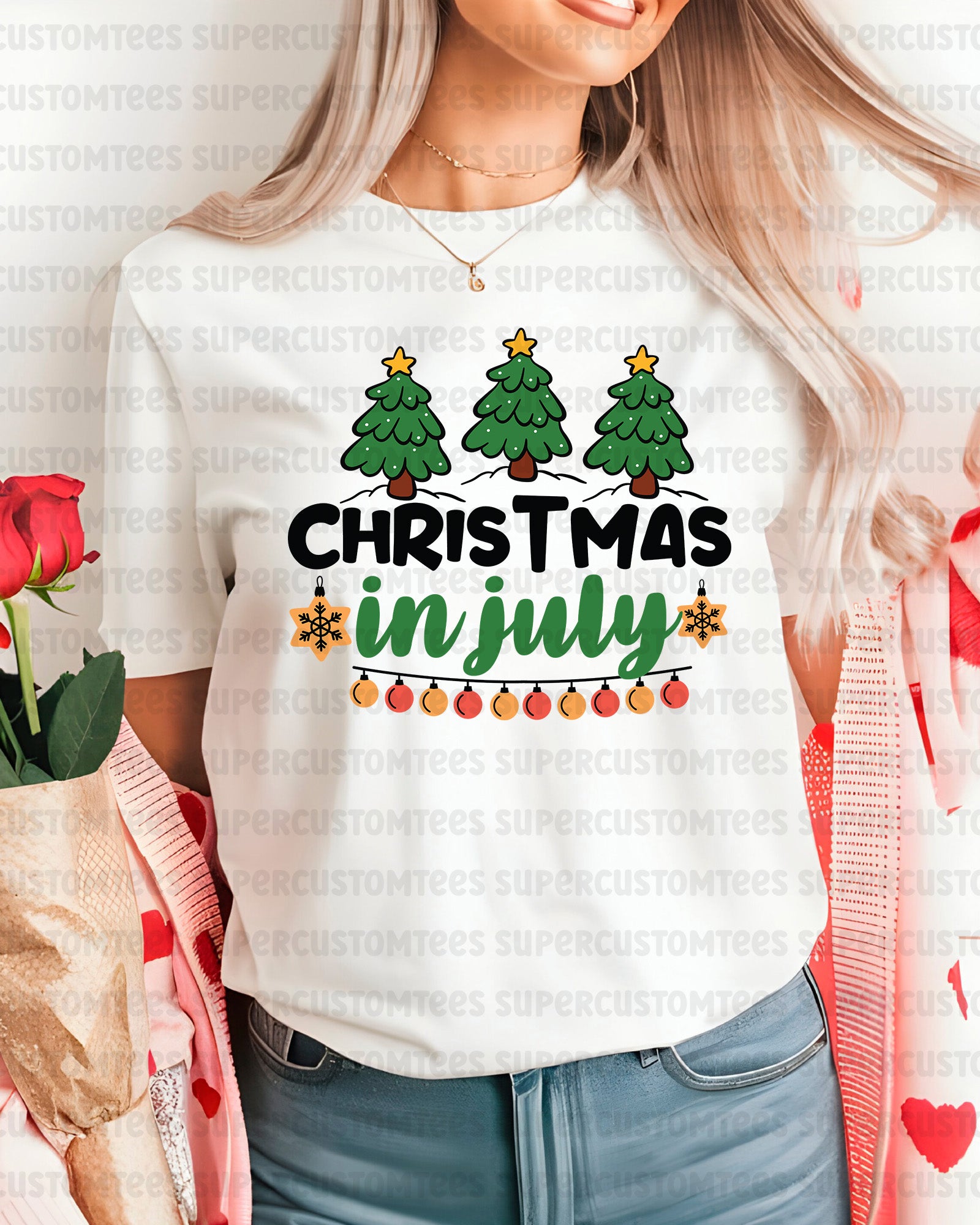 Christmas in July Tree Iron on Transfers for Shirts