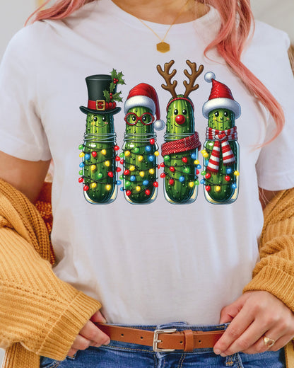 Christmas Pickles DTF Transfer Ready to Press, Holiday Heat Press Design, Xmas Shirt Print, UV DTF Sticker, Funny Christmas Gift Idea