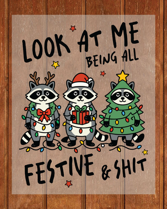 Christmas Raccoons DTF Transfers