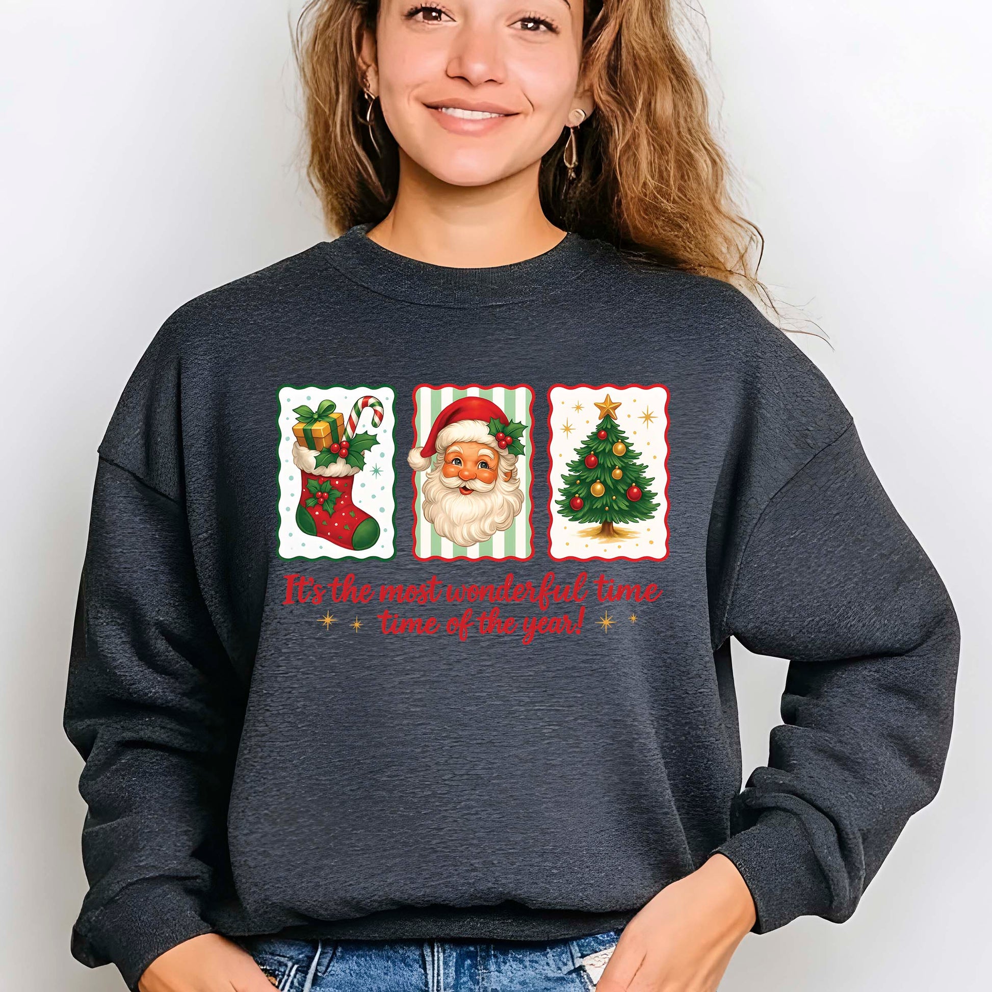 Christmas Santa Christmas Tree DTF Transfer, Holiday Heat Press Design, Xmas Shirt Print, UV DTF Sticker, Retro Christmas Gift