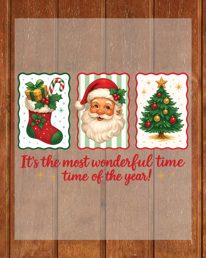 Christmas Santa Christmas Tree DTF Transfer, Holiday Heat Press Design, Xmas Shirt Print, UV DTF Sticker, Retro Christmas Gift