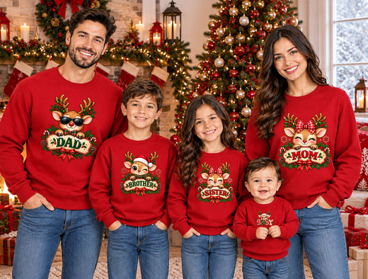 Personalized Christmas Family Matching Shirts Custom Reindeer Sweatshirt