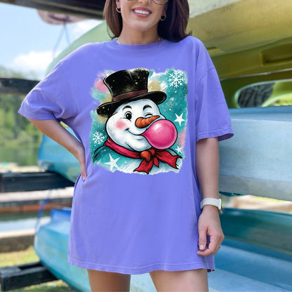 Christmas Snowman Glitter DTF Transfer Ready to Press Funny Christmas Snowman Heat Transfer For Shirts X-mas Iron on Transfer Prints