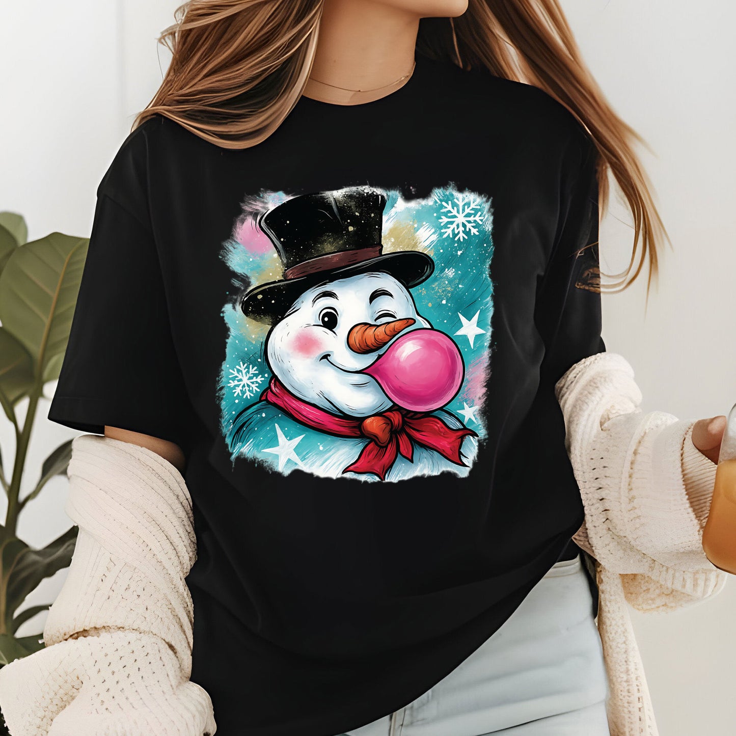 Christmas Snowman Glitter DTF Transfer Ready to Press Funny Christmas Snowman Heat Transfer For Shirts X-mas Iron on Transfer Prints