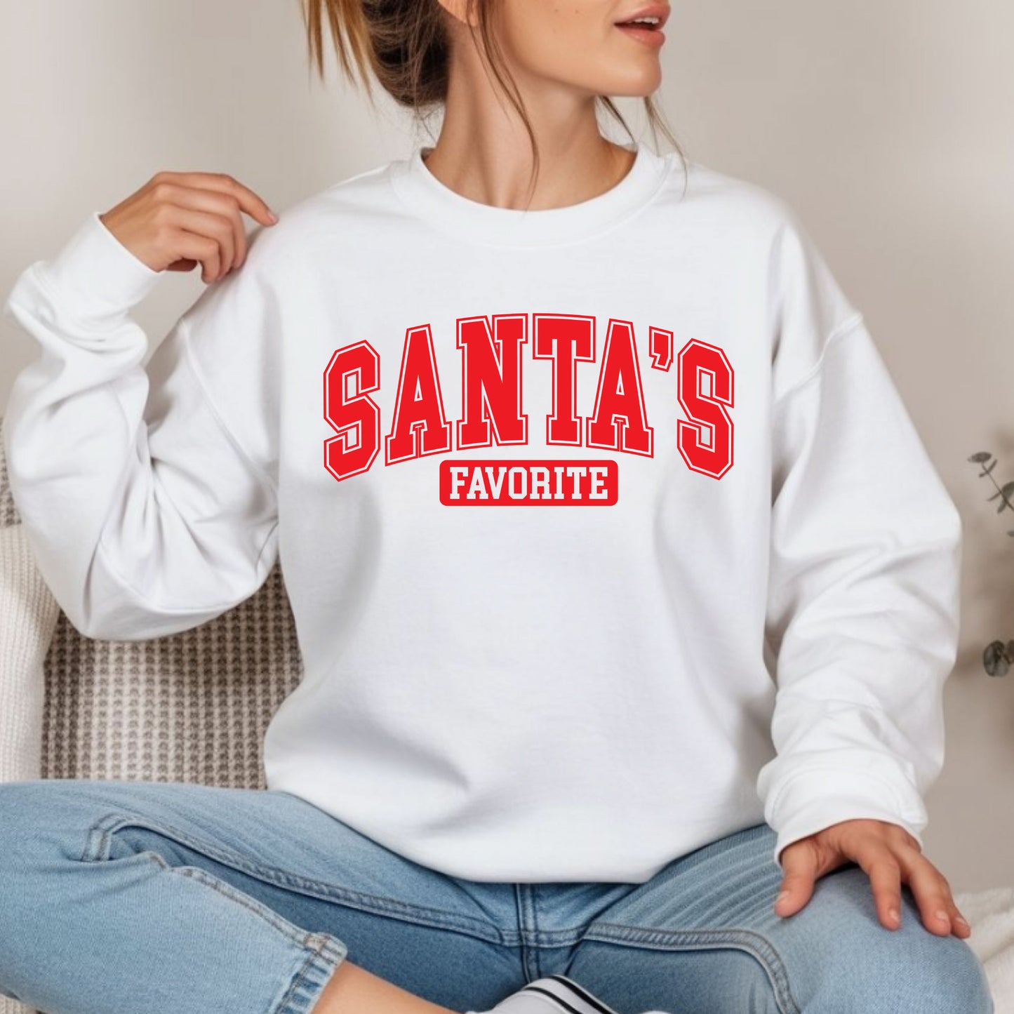 Christmas Sweatshirt, Santas Favorite Christmas Sweatshirt, Festive Holiday Shirts, Womens Christmas Top, Funny Christmas Tees