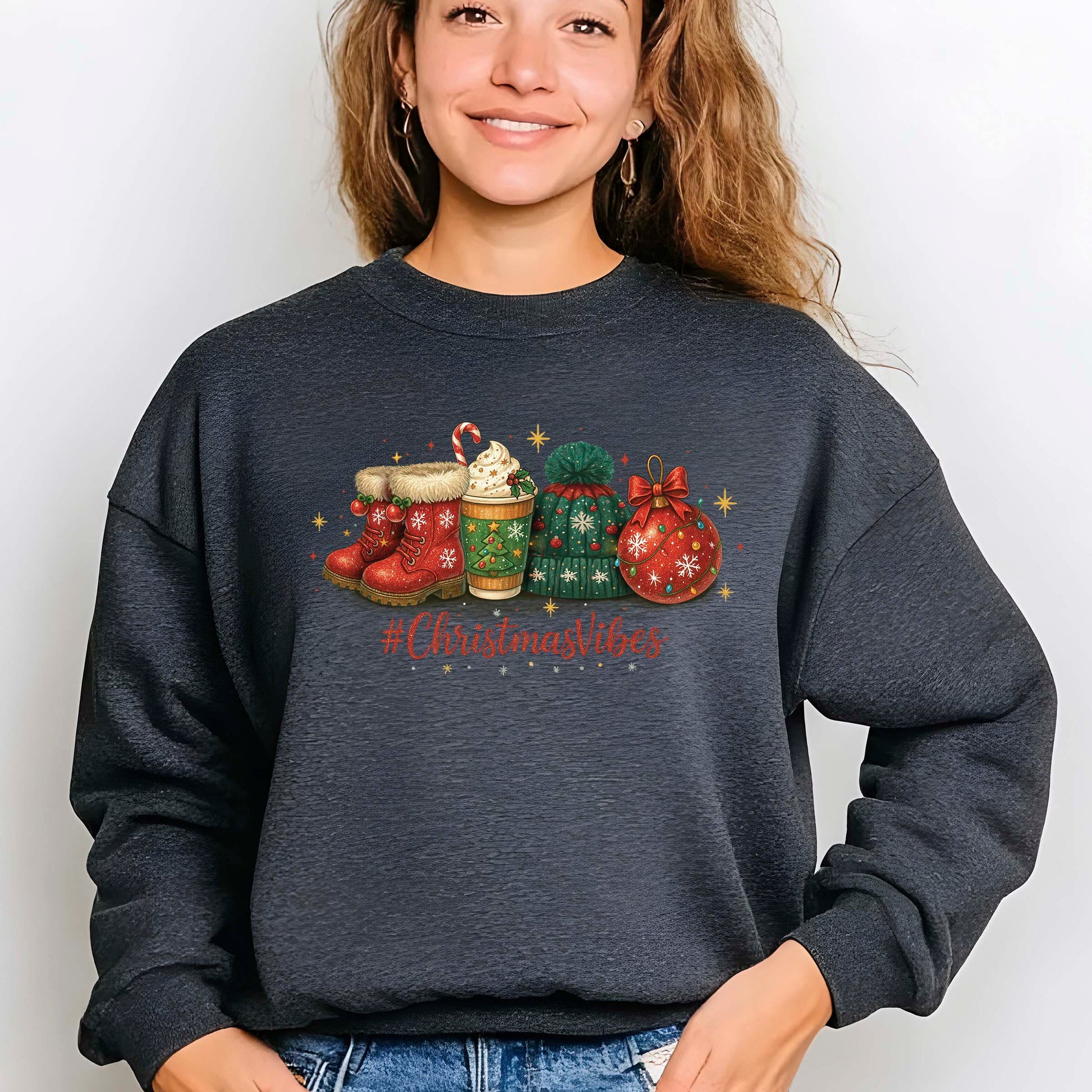 Christmas Vibes Cocoa DTF Transfer, Holiday Heat Press Design, Xmas Shirt Print, UV DTF Sticker, Cozy Christmas Gift Idea