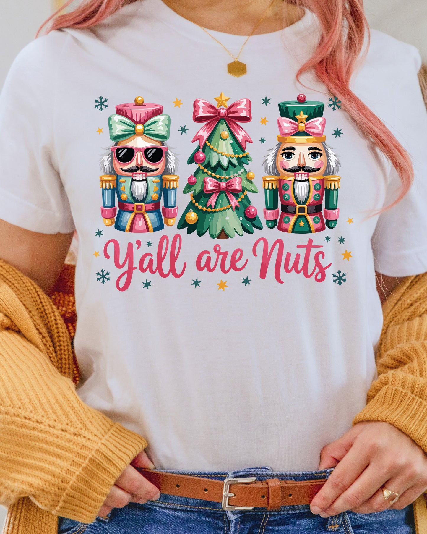 Christmas Yall Are Nuts Nutcracker DTF Transfer ready to Press, Christmas Character Heat Transfer for Shirts, Holiday Xmas UV Sticker