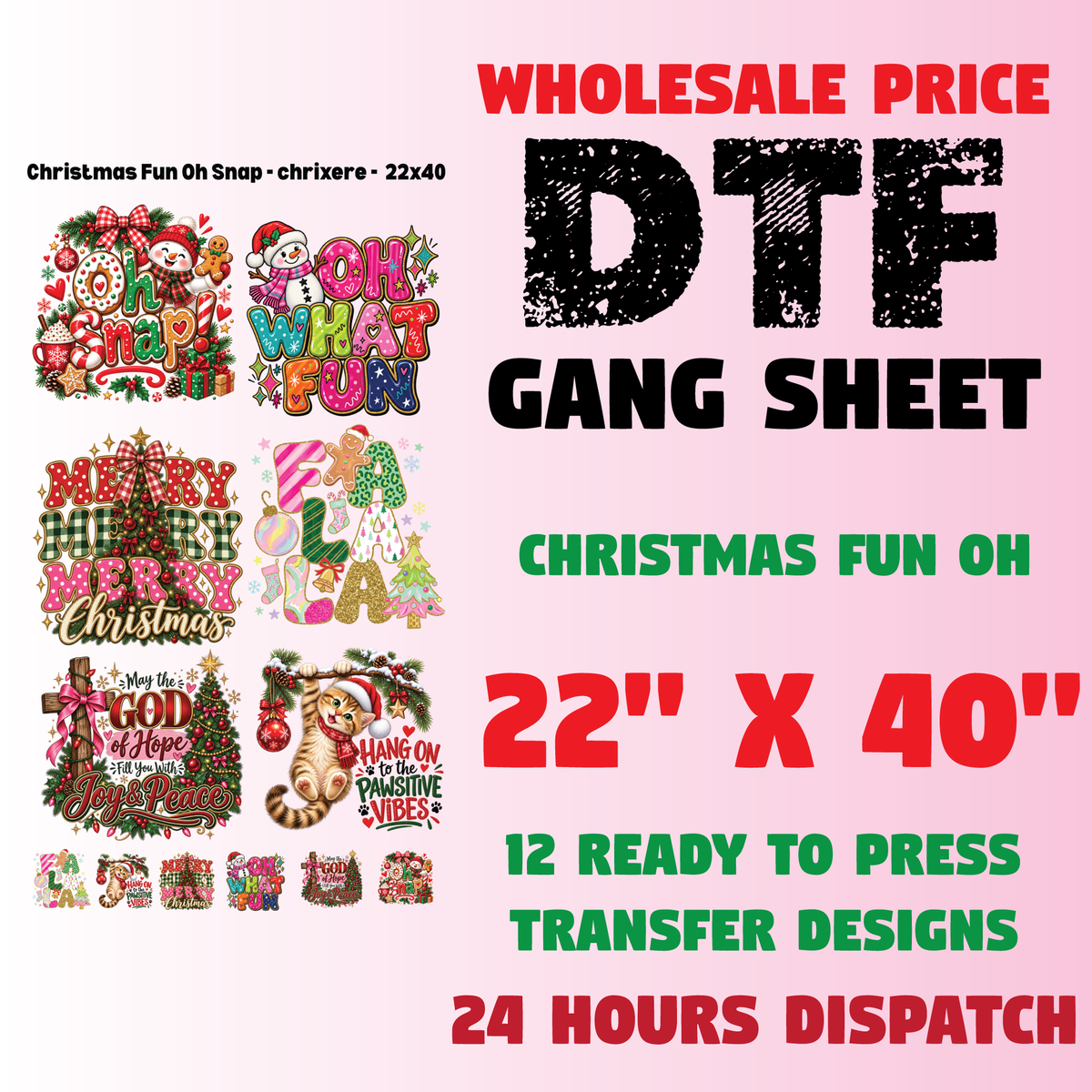 Merry Christmas Premade Gang Sheet Faith Based Religious DTF Transfer Ready to Press